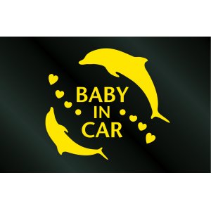 画像: ハワイアン BABY IN CAR イルカステッカー