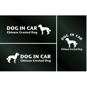 画像: ドッグステッカー『DOG IN CAR』チャイニーズクレステッドドッグ ヘアレス 3枚組