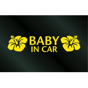 画像: ハワイアン BABY IN CAR ハイビスカス ステッカー