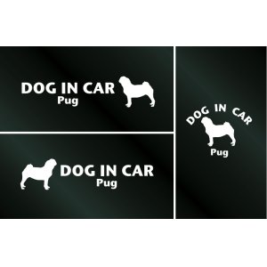 画像: ドッグステッカー『DOG IN CAR』パグ 3枚組