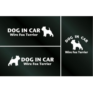 画像: ドッグステッカー『DOG IN CAR』ワイアーフォックステリア 3枚組