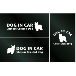 画像: ドッグステッカー『DOG IN CAR』チャイニーズクレステッドドッグ パウダーパフ 3枚組