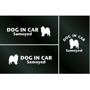 画像: ドッグステッカー『DOG IN CAR』サモエド 3枚組