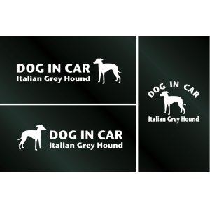 画像: ドッグステッカー『DOG IN CAR』イタリアングレーハウンド 3枚組