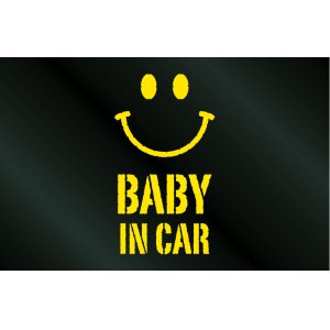 画像:  BABY IN CAR ニコちゃんステッカー Aタイプ