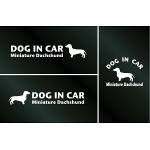 画像: ドッグステッカー『DOG IN CAR』ミニチュアダックスフンド スムースヘアード 3枚組