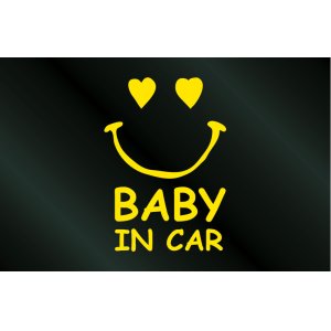 画像: 手描き風 BABY IN CAR ニコちゃんステッカー Cタイプ