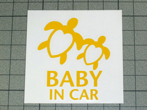 画像: ハワイアン BABY IN CAR ホヌ ハートステッカー