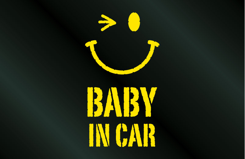 画像1:  BABY IN CAR ニコちゃんステッカー Bタイプ