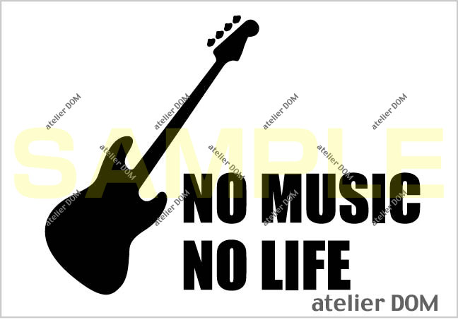 画像1: NO MUSIC NO LIFE ステッカー ジャズベースタイプ (Sサイズ)