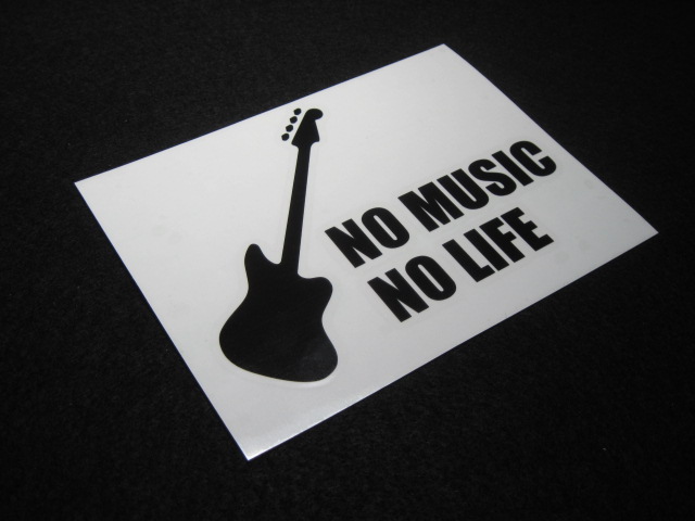 画像: NO MUSIC NO LIFE ステッカー ジャガーベースタイプ (Lサイズ)