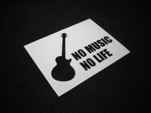 画像: NO MUSIC NO LIFE ステッカー レスポールタイプ (Sサイズ)