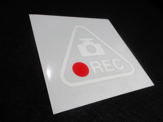 画像2: シンプルドライブレコーダーステッカー ●REC 横約10cm 縦約9cm [ステッカー文字色：白]