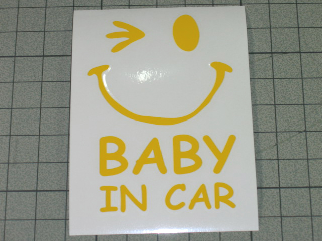 画像: 手描き風 BABY IN CAR ニコちゃんステッカー Bタイプ