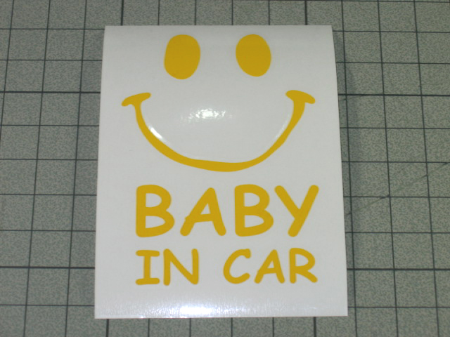 画像: 手描き風 BABY IN CAR ニコちゃんステッカー Aタイプ