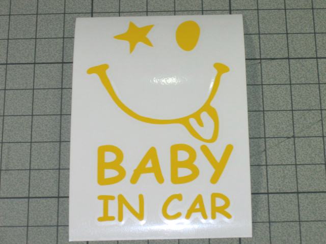 画像: 手描き風 BABY IN CAR ニコちゃんステッカー Dタイプ