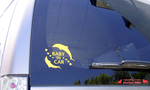 画像: ハワイアン BABY IN CAR イルカステッカー